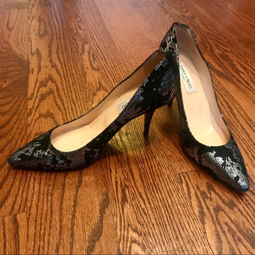 Jimmy Choo black / silver heels - size 38.5